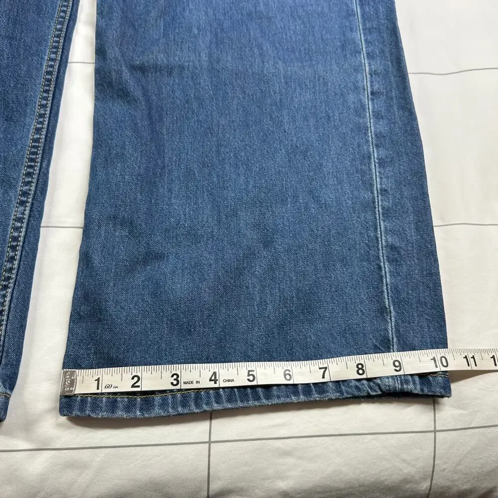 Anthropologie Pilcro Jeans Womens 26 Blue Pleated Baggy Wide Leg Relaxed Denim